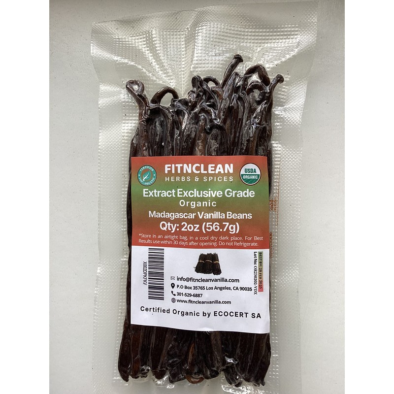 2oz Madagascar Organic Vanilla Beans Extract Exclusive Grade B. Certified