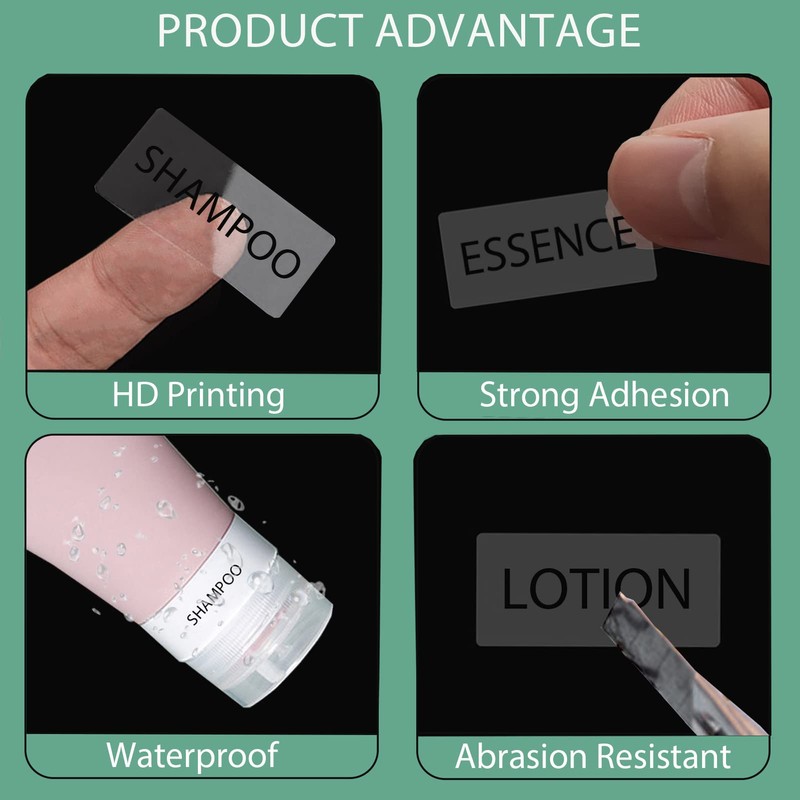 280pcs Waterproof Labels for Bottles Small Cosmetic Labels Clear Bathroom