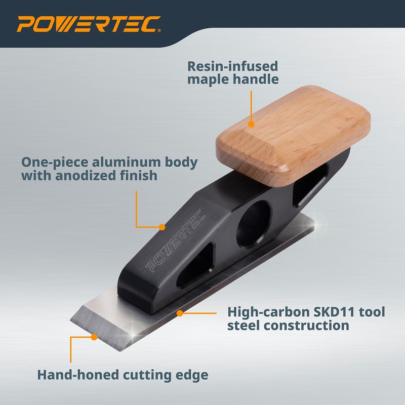 POWERTEC Chisel Plane with Flat Blade – Compact Edge Trimming