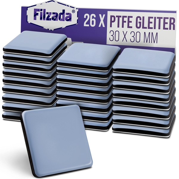 Filzada® 26x Teflongleiter Selbstklebend - 30 x 30 mm (eckig)