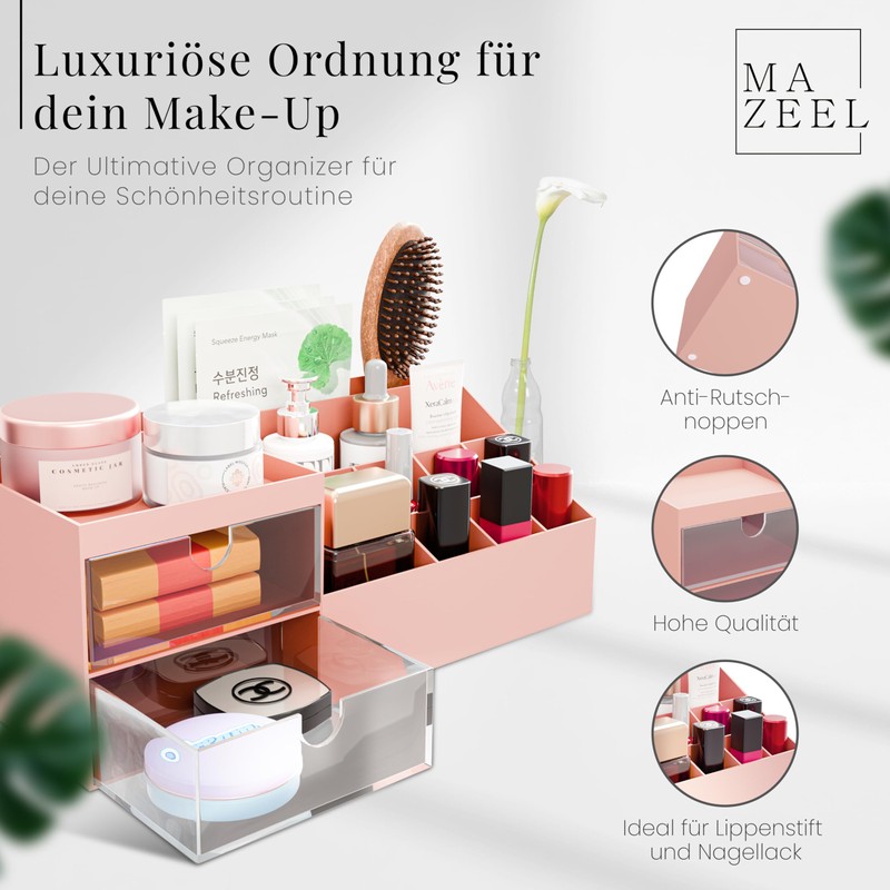 Makeup Organiser Storage Box (Pink)