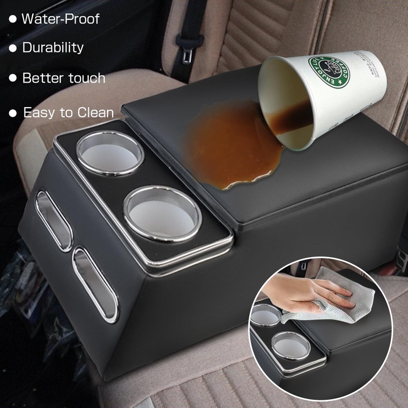 Center Console Organizer Armrest Storage Box with Cup and Phone