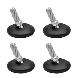 WAGNER Set of 4 Adjustable Foot / Levelling Foot with Ball Joint Diameter 37 mm, Black, Threaded Screw M8 x 25 mm, Furniture Glides - Wool Felt Ultrasoft - Diameter 30 mm Included - Made in DE - 15415100
