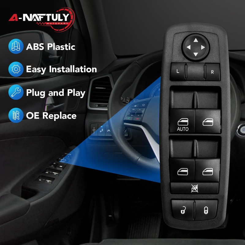 Master Power Window Switch 8+13 Pins, Replacement for 2011-2016 Dodge