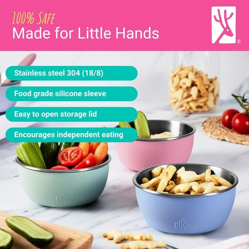 Elk and Friends Stainless Steel Bowls + Silicone Sleeve and