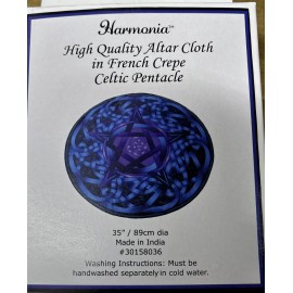 High-quality altar cloth in French crêpe Celtic pentacle 35 inches round