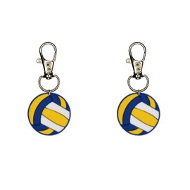 Volleyball Zipper Charm Sports Fan Set of 2 Badge Reel Accent Purse Collar Charm Sports Fan Yazzle Dazzle Football Basketball Baseball Hockey Soccer Lacrosse Rugby Futbol Béisbol