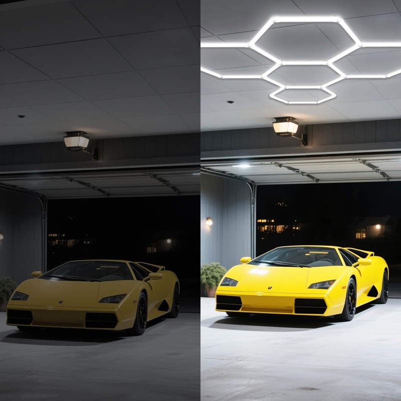 Hexagon Garage Lights LED, 25 Packs Hexagon Light 220W 26400LM