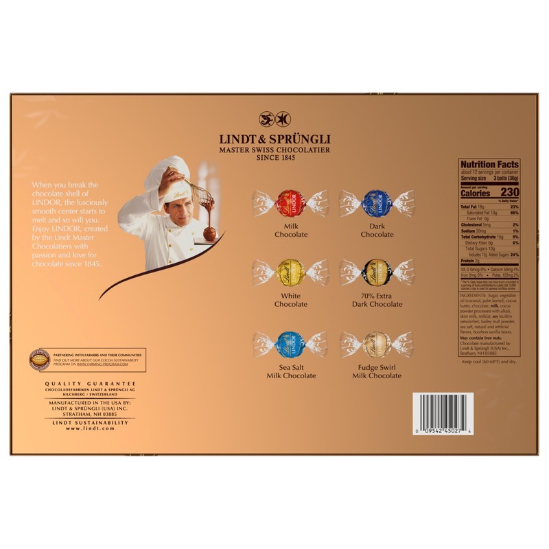 Lindt LINDOR Deluxe Assorted Chocolate Candy Truffles Gift Box, 15.2