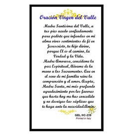Oracion a La Santisima Virgen Del Valle Tarjeta Plastificada Y Bendecida Por Su Santidad
