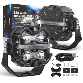 maXpeedingrods 3.5" Off Road Lights 160W 19200LM, Spot Light with 7 RGB Colors for Ambient, LED Light Bar Fog Light, Side Shooter 270°Wide Range, for Jeep UTV Pickup ATV with Black Covers