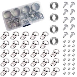 MAIHUO 124 Pcs Picture Hanging Kit,Complete Frame Hardware Set with Stainless Steel Hanging Wire,D-Rings and Crimping Sleeves