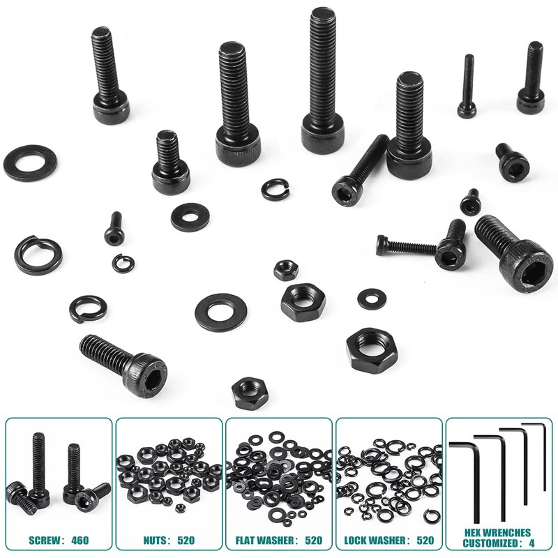 2024 Pcs Metric Screw Assortment, Bolts and Nuts Assortment Metric