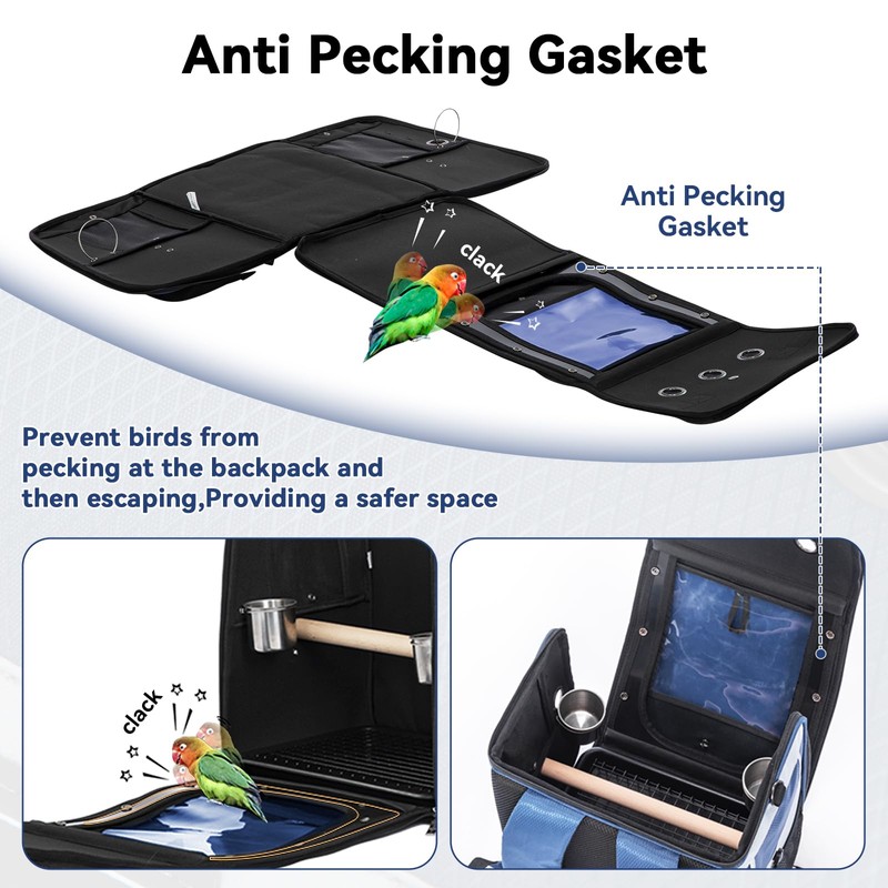 Petsfit Bird Carrier with Anti-Pecking Band,Bird Backpack Carrier with 2
