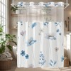 No Hook Shower Curtain and Liner Set, Blue Floral 71x77