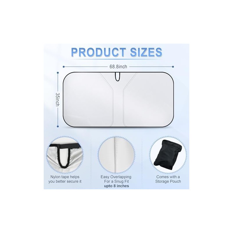 Parasol para Parabrisas SINGARO 300T – Plegable, Reflectante 174.8 cm