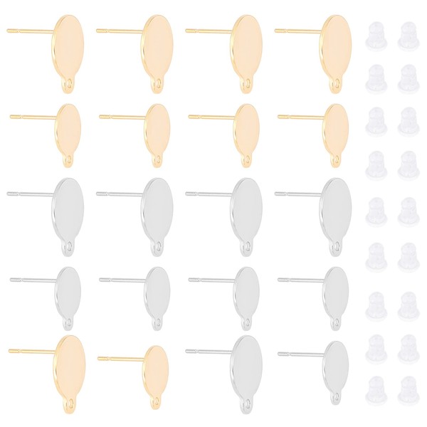 UNICRAFTALE About 40pcs 10/13mm Flat Plate Earring Hypoallergenic Stud Earring