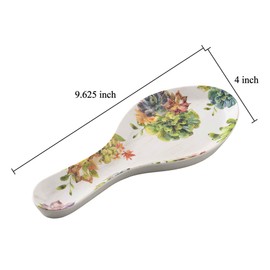 UPware Melamine Spoon Rest, Spoon Holder, Kitchen Utensil Holders, 9.625 Inch, for Kitchen Counter, Dining Table (Succulent)