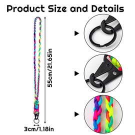 Vyuwast 3Pcs Paracord Lanyard Heavy Duty Lanyards for Neck Adjustable Braided Soft Badge Neck Strap Rope Lanyard Keychain Lanyard for Key Camera ID Card Badges Holder Phone Outdoor Activities