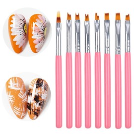 8 Stück Blumen Nageldesign Pinsel, Pinsel für Nägel, Nailart Pinsel Set, Farbverlauf Pinsel Set, Professioneller Nagellack Pinsel für DIY Nailart Design