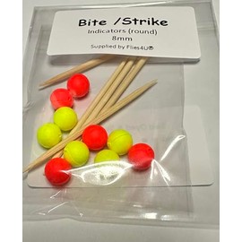Flies4U Bite/Strike Round Indicators, 8mm, Red and Yellow, Fishing Strike Indicators