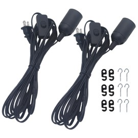 Odlamp Pendant Light Cord Switch: 2pcs 14.7ft 18AWG E26 - Hanging Lamp Cord with Plug for Pendant Lights Bulb Lamp DIY Replacement (14.7ft Switch Near The Plug 2pcs)