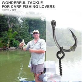 Juego de 30 aparejos Ronnie listos para atar carpa anzuelo de pesca, tornillos con bucle, topes de anzuelo, aparejos para terminales, pesca, 6# anzuelos, karpfenhaken boilie