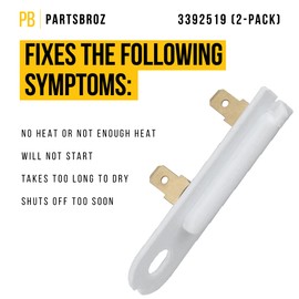 PartsBroz WP3392519 3392519 Dryer Thermal Fuse G4AP0500 TF091C - Compatible With Whirlpool Maytag Kenmore AP6008325 PS11741460 Thermofuse Thermo Part GEW9200LW1 WED4800XQ1 WED7300DW1 WED4815EW1 2-Pack
