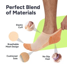 Eedor Athletic No Show Socks for Men & Women - Unisex No Show Non Slip Ankle Socks, Low Cut Invisible Socks for Men & Women, Cotton Socks, Running Socks & Casual Socks - 4-Pack, S, Two-Tone