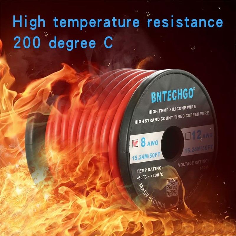 BNTECHGO 8 Gauge Silicone Wire Spool 50 ft Red Flexible