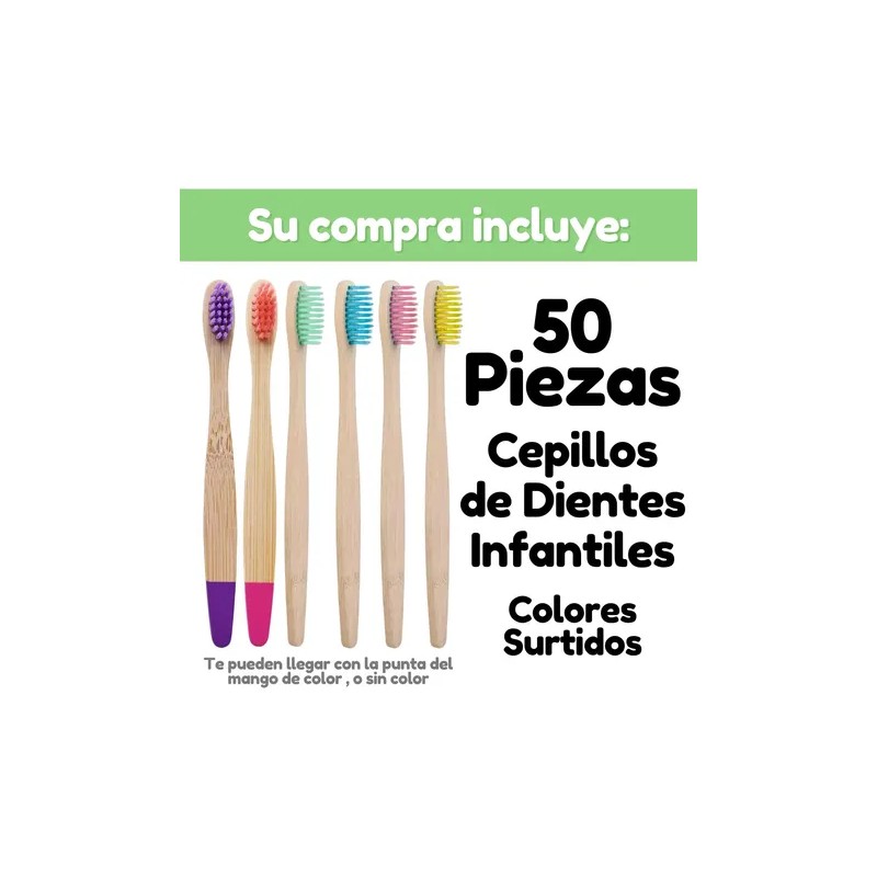 50 Cepillo De Dientes Ecológico De Bambú Niños