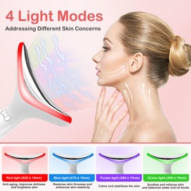 Seutgjie Face Massager, Face Lifting Device with Heat 42℃-50℃ 4 Colors’ Light and 4 Modes for Skin Tightening&Neck Lifting EMS Massage for Women