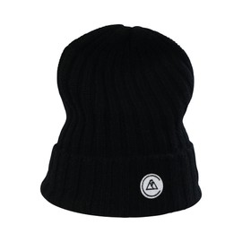 CASH-MERE.CH 100% Cashmere Rib Hat | Beanie (Black, One Size)