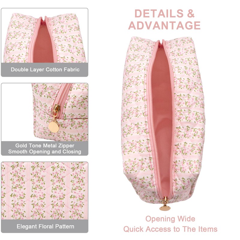 Long Keeper Cute Floral Cotton Cosmetic Bag Toiletries & Beauty