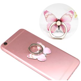 SPRINT4DEALS Cell Phone Ring Holder – Butterfly Design Phone Grip Stand with 360° Rotation, Finger Ring Kickstand for Smartphone Mobiles and Tablets, Adjustable Holder for Hands-Free Use (Red)