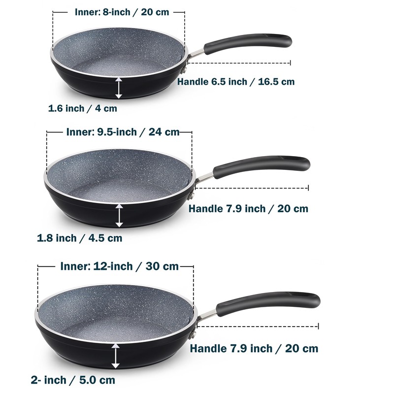 Cook N Home Professional 8/10/12 Inch Heavy Nonstick Frying Pan