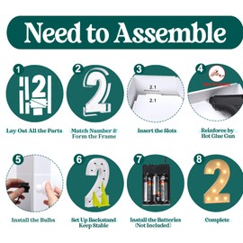 Marquee Light Up Numbers, 3FT Light Up Numbers, Marquee Numbers, Mosaic Numbers for Balloons, Large Numbers for Birthday Party Decorations Anniversary, Foam Board Number Balloons 2