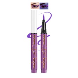 Purple Neon Liquid Eyeliner, Matte Colored Liquid Eye Liner Glow in The Dark, Waterproof Long Lasting Smudge-Proof Pigmented Eyeliners Pen for Face&Body Art, Rave Accessories Party Makeup for Women-08