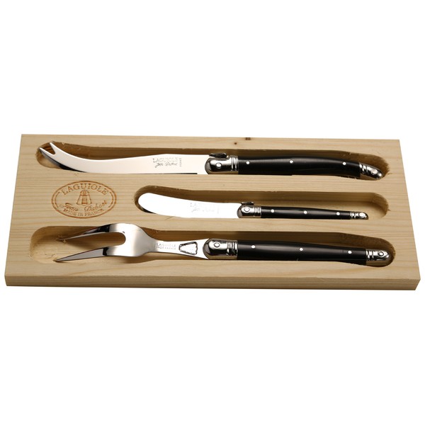 Jean Dubost 3 Piece Cheese Set with Handles, Black