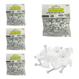 Grapas para Cable Plano de 10mm Blancas  Pack de 100 Piezas Lion Tools                                                                                