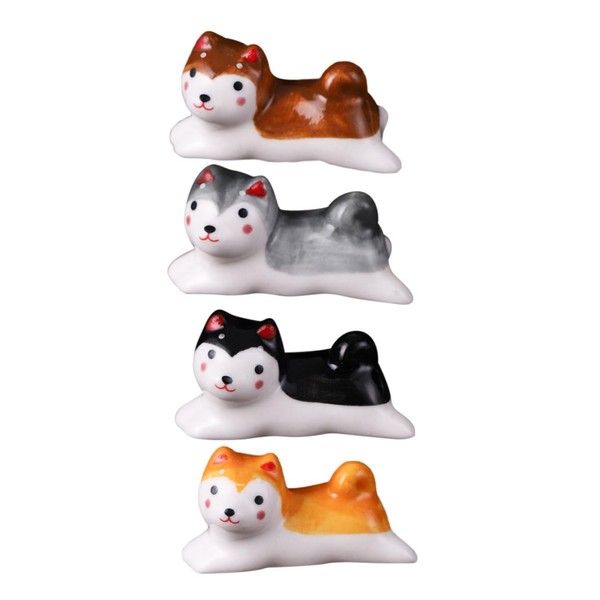 CIYODO 4Pcs Ceramic Dog Chopstick Holder Rests Cute Table Ornament