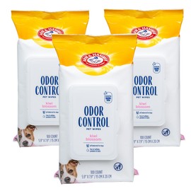 Arm & Hammer for Pets Odor Control Dog Wipes, Deodorizing Wipes with Baking Soda for Dogs Between Baths, Gentle Cleaning Pet Grooming Wipes for Everyday Freshness, Kiwi Blossom Scent, 100 Count - 3 Pk