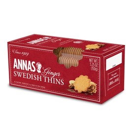 Annas Thins - Ginger Pepparkakor - 5.25 Ounce (Pack of 12) non GMO + Vegan