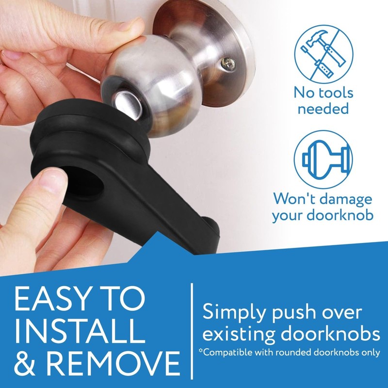 Impresa Door Knob Extension 2-Pack - Soft Black Rubber Compatible