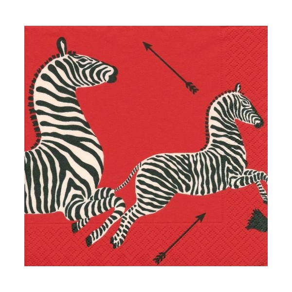 Entertaining with Caspari Cocktail Napkins, Zebras Red, Pack of 20