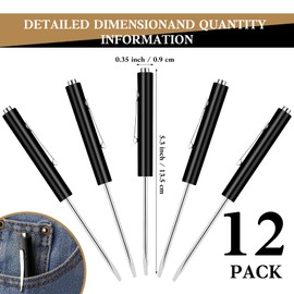 cssopenss 12 Pcs Pocket Screwdrivers Mini Tops with Magnet, Black, Flat Head, 0.36 Inch, 5.3 Inch, Mechanical, Electrical, Electronics, Assembly, General Maintenance