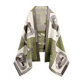 nratto Scarf for Women Pashmina Shawl Wrap for Evening Dress Gift for Women Green and Horses