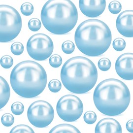 EGKamh 280Pcs Floating Beads Pearls, Light Blue 8/14/18mm No Hole Faux Pearls for Vase Filler for Centerpieces, Floating Beads for Wedding Makeup Party Home Birthday Table Decor