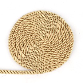 BEL AVENIR 6mm 16Yards Twisted Cord Rope Trim Craft Decorative Nylon Rope Handmade Cording for Sewing Crafts Upholstery Home Décor (Gold)