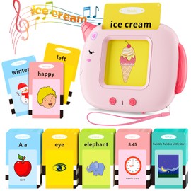 Talking Flash Cards, 420 Words Early Educational Toy, Preschool Learning Machine with British English for 2 3 4 5 6 Year Old kids, Montessori Toys for Toddlers, Interactive Gift for Boys Girls (Pink)